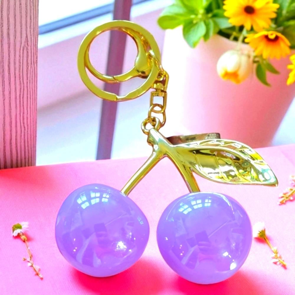 NEW Glass Marble Pastel Lilac Cherry Charm